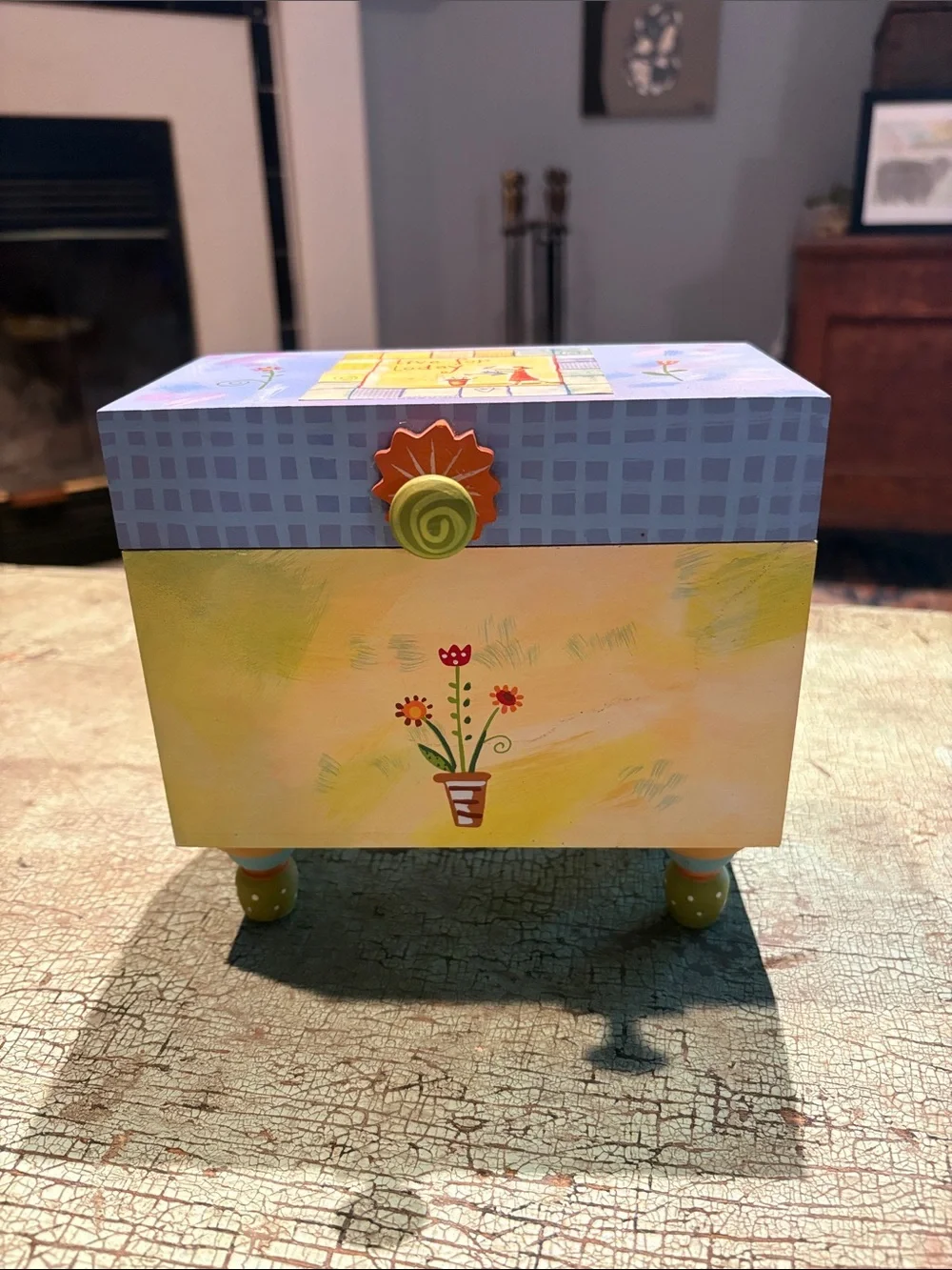 Natural Life Live For Today Hand Painted Wooden Keepsake Jewelry/Trinket Box